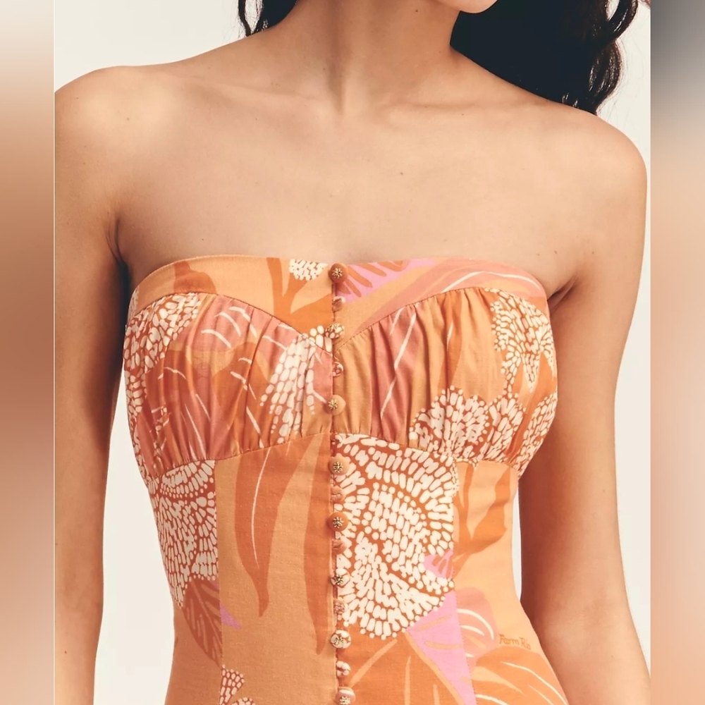 Farm Rio Strapless Drop-Waist Floral Maxi Dress - Picture 4 of 5